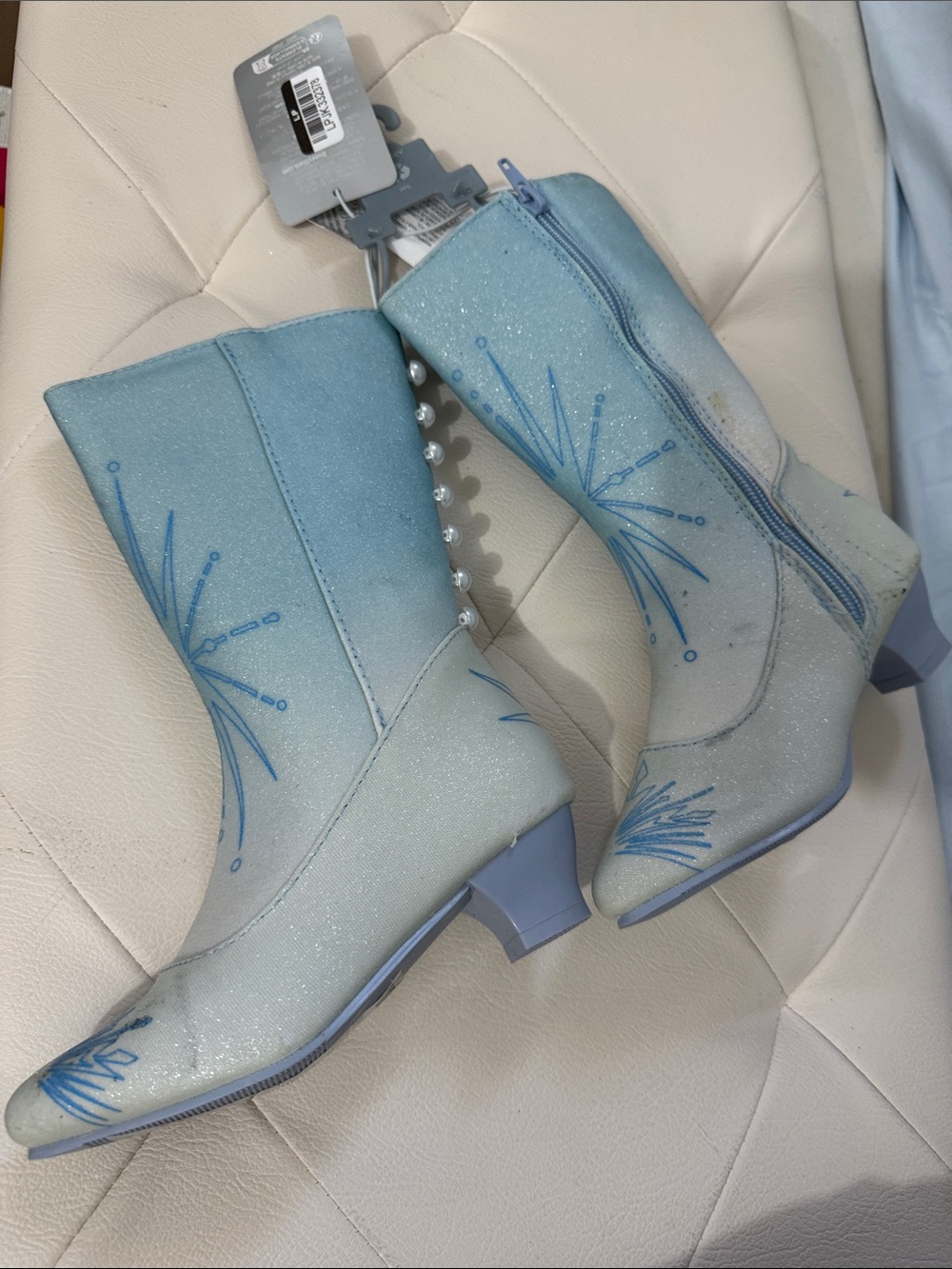 Women's Light Blue Glitter Western Ankle Boots